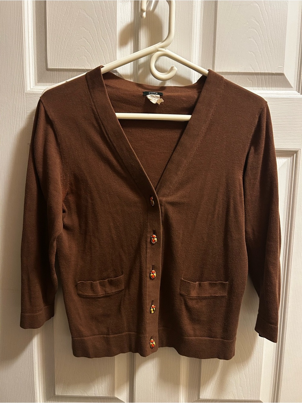 Vintage J Crew Ladybug button 3/4 Cardigan Sweater